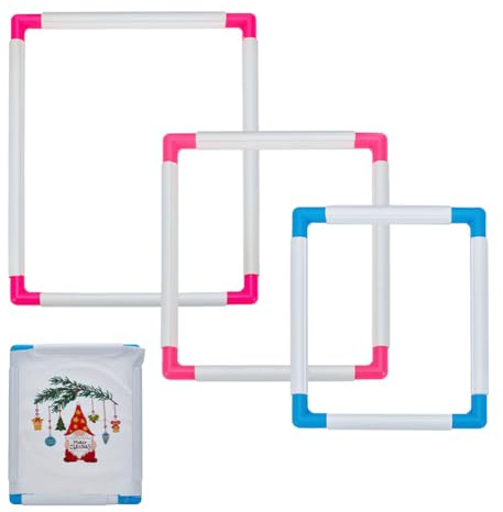 FINGERINSPIRE 3 Satz Universal Stickrahmen aus Kunststoff Rechteckig Rosa/Blau Kreuzstichrahmen zum Selbermachen Nähwerkzeug zum Quilten Seidenmalerei