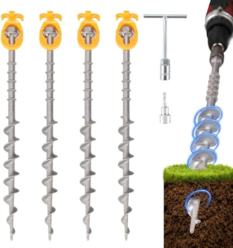 Keltrion Ground Anchors 14 Screw in Tent Stakes for Camping Tents 4 Pcs