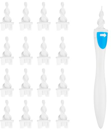 16 Pcs Ear Wax Remover, Silicone Safe Soft Ear Cleaner, Q Grips Earwax Removal-Spiral Ear Wax Removal Tool, Reusable Earwax Removal Kit with Soft and Flexible Replaceme (Blue Hot Kit)