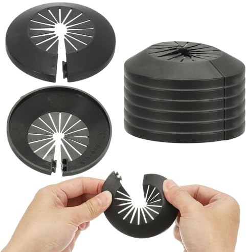 PATIKIL 46mm Plumbing Cover Plates, 9 PCS Wall Split Flange Pipe Cover Decoration Escutcheon Plate Collar Flange Water Pipe Cover Decoration PP Plastic for Wall Pipe Tube Hole, Black