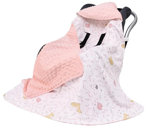 LAT Coperta per Passeggino 90x90cm, Coperta Neonati per Seggiolino Copertina Sacco Ovetto per Tutto l'anno, Cotone Copertina Universale per Passeggino Seggiolino Auto Carrozzina (Coniglio e Cervo)