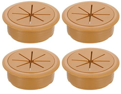 sourcing map 4 Pcs Desk Grommet, 1.97 inch 50mm Desk Cable Hole Cover Wire Hole Insert for Home Office Table Cabinet Cord Organizer, Brown