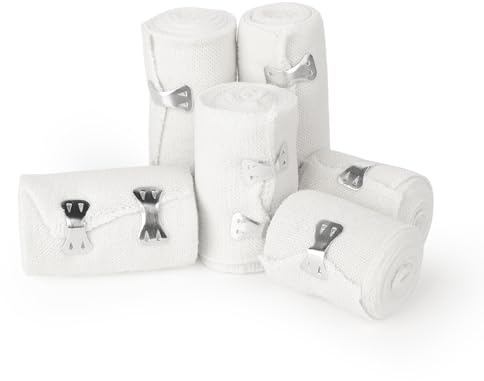 Dfuqanb 6 Pieza Vendajes Elásticos, Vendaje de Compresión Elástico, con Clips de Metal, Vendaje Médico de Fijación, Elásticos de Primera Calidad para Rodillas, Tobillos y Muñecas