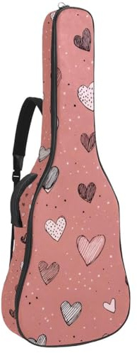 Tasche für Akustikgitarre, 1 cm dicke Polsterung, wasserdicht, Oxford-Stoff, Gitarrentasche, Rucksack für 101,6 - 106,7 cm E-Bass, klassische Gitarren, niedliche bunte Blumen und Schmetterlinge