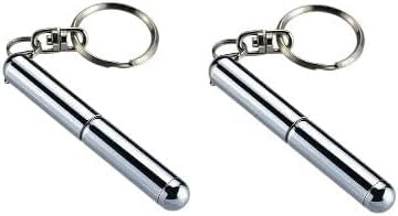 2 mini penne retrattili argentate in acciaio inossidabile in metallo penna retrattile tascabile portachiavi papà gadget, compleanno, Natale per studenti, personale d'ufficio, lavoratori edili auto