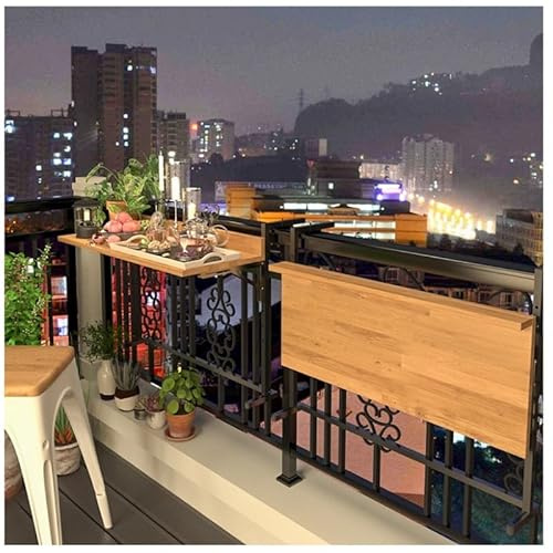 GWZHQIF Tavolino da Appendere al Balcone,Tavolo in Legno Ringhiera per Terrazze,Design Salvaspazio,Adatto per Giardini Terrazze E Cortili(Size:120x38cm)