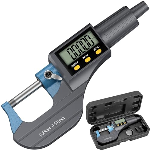 AccuGrapha Micrometer Digitale Bügelmessschraube Messbereich 0-25,4mm, Auflösung 0,001 mm / 0,00005 , Elektronische Micrometer LCD Mikromessschieber, DickenmessgeräTe Tester Länge Messwerkzeug
