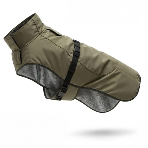 Regenmantel Hund wasserdicht mit Fleece-Futter – Hundemantel wasserdicht - Hundemantel warm - Regenmantel Hund für mittelgroße & große Hunde - Hundejacke für Frühling, Sommer & Übergangszeit
