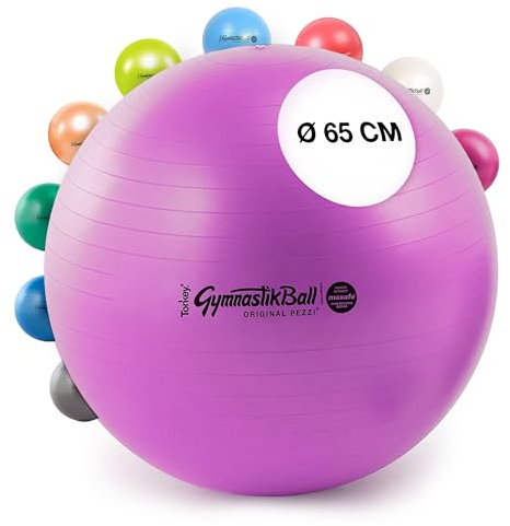 PEZZI - Gymnastikball Pezziball MAXAFE 65cm Ø – Sitzball für Therapie, Sport & Büro - Trainingsball aus Flexton Silpower® latexfrei, widerstandsfähig & elastisch – Violett