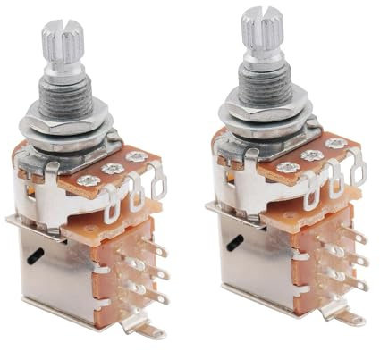 Musiclily Basic Metrische A250K Push Pull Potentiometer 2 Stück | 18 Zähne,Logarithmisch,Split Shaft Poti, für E-Gitarre Bass