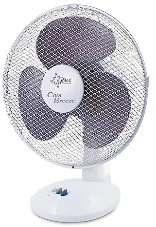 SUNTEC Tischventilator CoolBreeze - Leise 25 cm, 30 Watt | Tisch Ventilator 2 Stufen, Tragbar | Fan Kühlung Windmaschine Weiss | für Schreibtisch, Schlafzimmer, Büro, Wohnung, Terrasse, Balkon