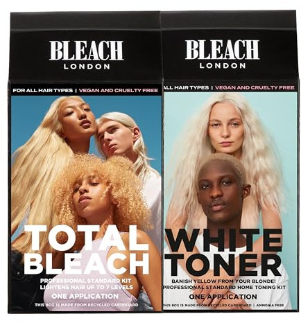 BLEACH LONDON Total Bleach Kit x BLEACH LONDON White Toner Kit, For Creating a Cool Blonde Base