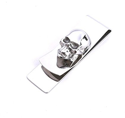 Nowsend Edelstahl Geldklammern Geldclip Geldscheinclip Money Clip Totenkopf (6.3 * 2.1CM Silber)