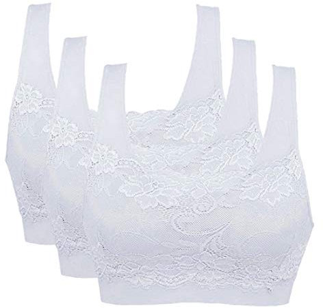 Litthing Women Sports Bra Seamless Comfortable Soft Breathable Ladies Lace Bras Removable Padded Tops Push up Underwear Packs for Yoga Fitness Exercise