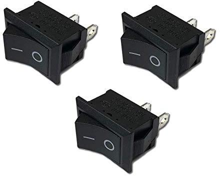 3 Stück Premium Ein Aus Einbau Kippschalter Wippschalter Schalter On Off DIY AC 250V 220V 6A 2Pin Schwarz Modellbau