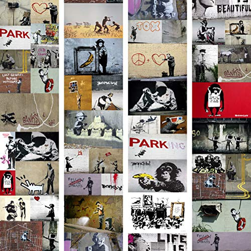 murando - Carta da Parati Adesiva Muro e Mobili, Banksy, PURO 10 m | Fotomurale Autoadesiva, Pellicola Murales, Decorazione da Muro XXL, Carte da Parati Moderne, Produzione Europea