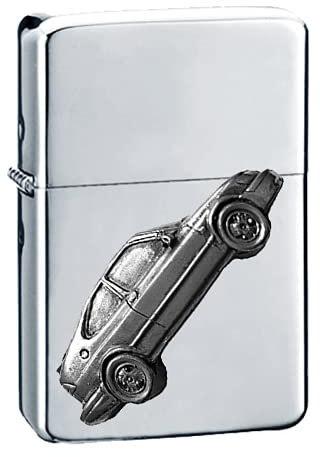 Classic Swedish Car Sab, 9.3, Circa 1998, 3-Türer, Coupé ref227, Zinn Effekt, Design auf einem Flip-Top, Benzinfeuerzeug, winddicht, Silber nachfüllbar