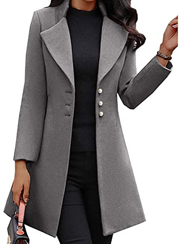 Winter Mid-Length Wool Lapels Look Thin, Solid Color Slim Women'S Woolen Coat Jacket