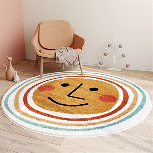 SWECOMZE Kinderzimmer Babymatte Weich Teppich Rund Babyzimmer Krabbeldecke rutschfest Spielmatte Baby Krabbelmatte Groß Kinderteppich Mädchen Jungen (Regenbogen,100 * 100cm)