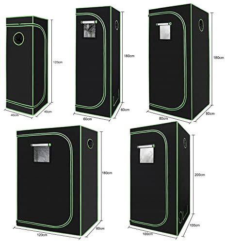 Lospitch Growzelt, Grow Tent|Grow Schrank|Zuchtzelt|Lichtdicht und Wasserdicht Pflanzenzelt|Gewächshaus für Homegrowing|600D Oxford, 40x40x120cm, Schwarz Grün