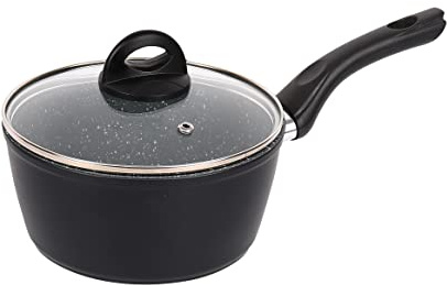 FORGECROSS Black & Grey Marble Forged Pressed Aluminium Non Stick Induction Safe Cooking Pots Pans Saucepans Cookware (20cm Saucepan)