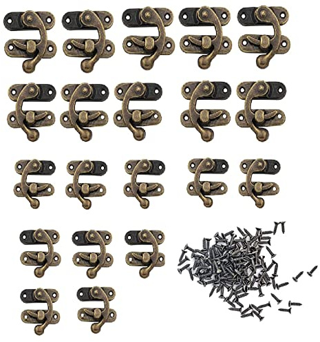 Bztzhm 20 Stück Antike Verriegelungshaken, Riegelhaken Haspe, Klein Antik Latch Hook, Antik Bronze Farbe Hasp, Links/Rechts Latch Hook, für Holzkiste Schmuckschatulle Kleiderschrank