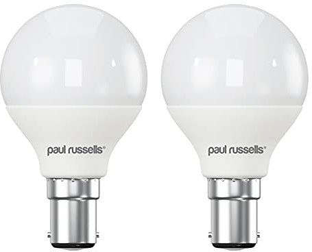 paul russells LED Golf Ball – Small Bayonet Fitting Dimmable Light, 5.5W B15 G45 LED Bulbs, 40w Equivalent, 4000K Cool White/Natural White, Dimmer SBC Energy Saving Ceiling Lightsbulbs, 2 Pack