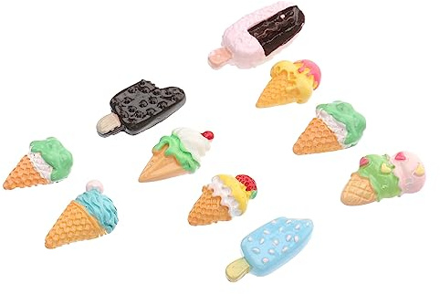 TOPBATHY Eiscreme Förmige Basteldekorationen aus Kunststoff 10 Stück | Bastelprojekte, Kreative Selbstgemacht Dekoration für Schranktür und Handyhülle, 3d-charme Zufälliger Stil