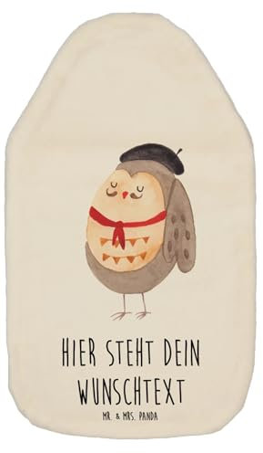 Mr. & Mrs. Panda Personalisierte Wärmflasche Eule Frankreich - Weiß