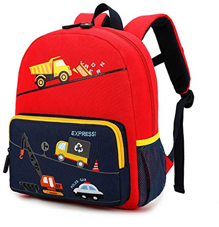 willikiva Auto Dinosaurier Kleinkind Kinder Rucksack für Jungen und Mädchen Kinder Wasserdichte Vorschule Tasche (Auto)
