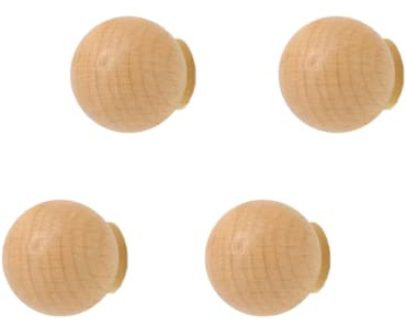anaan Mushroom Garderobenhaken Holz 4er Set Wandhaken rund Wandmontage | Design Kleiderhaken aus massivem Buchenholz. Robust für Mäntel & Handtücher. Wanddeko für Flur, Bad & Schlafzimmer.