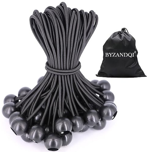 BYZANDQI Spanngummis mit Kugel 25 Stück, Zeltgummis mit Kugel 10 cm, Planenspanner Gummispanner Expanderschlingen Gummischlaufen für Planen Zelt Banner Netz Pavillions