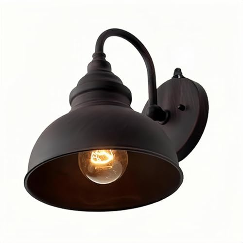 Retro Außenwand-leuchte Antik Industrielle Wandlampe Vintage Außenlampe Wasserdichter Schwarz mit Dämmerungsschalter Metall Schatten E27 Garten-licht Leuchtmittel Terrasse Flur Treppen Pavillon