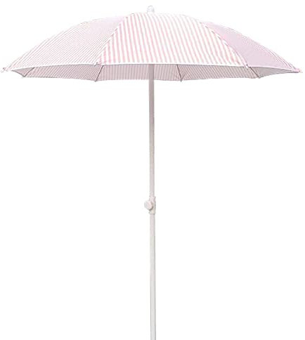 Garden Parasol 1.6M Garden Parasol, Pink And White Striped Sun Parasol, Outdoor Beach Umbrella, Uv Protection, Adjustable Height, Lightweight & Portable Sunshade For Patio, Deck, Pool (Size