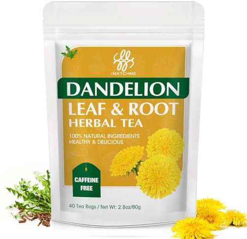 iMATCHME Organic Dandelion Tea, Dandelion Leaf & Root Tea, Herbal Tea, Digestion and Immune Support, Caffeine Free, 40 Bags/80g