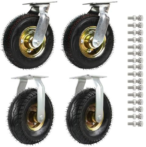 Vollgummi Bockrolle Luftreifen Rollenlager, Gummi Ersatz Rollen, 360°Drehbar Leicht Zu Installieren Tragkraft 200 Kg, Für Harte Böden, Für Alle Arten Von Speisewagen-Trolleys