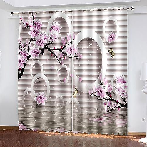 Skcess Blackout Vorhang, Gardienen Beige Weiß Osmanthus Fragrans Vorhang Polyester Gardinen 2er Set 132x214cm(WxH)