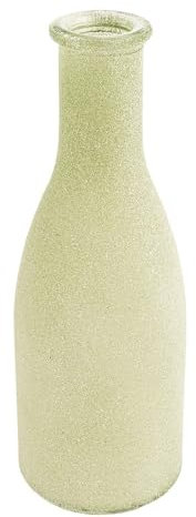 Ideen mit Herz Deko-Flasche | Frühling | Vase für Trockenblumen oder Gräser | DIY | Vintage | Shabby Chic | Landhaus-Stil | Ø 6 cm | 18 cm hoch (gefrostet grün)