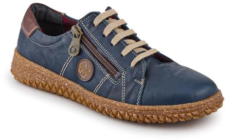 Loretta Womens Leather Trainers | All Year Round | Lace Up | Zip | Lightweight
