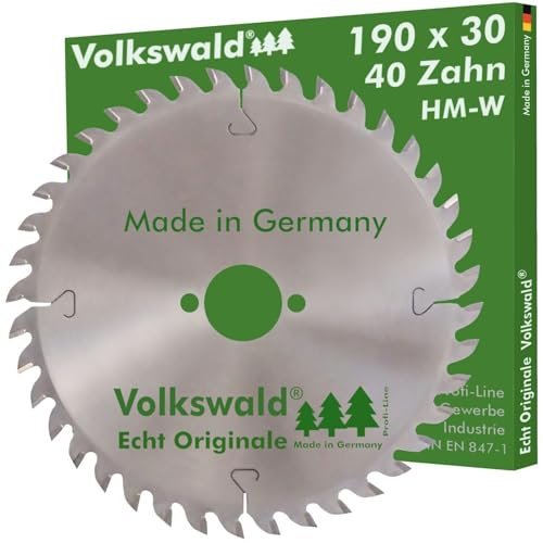 Volkswald ® HM-Sägeblatt W 190 x 30 mm Z = 40 Kunststoffe Acrylglas Massivholz Spanplatten Laminat Spanplatten beschichtet Holzplatten Tischkreissäge, Handkreissäge, Kapp- & Gehrungssäge