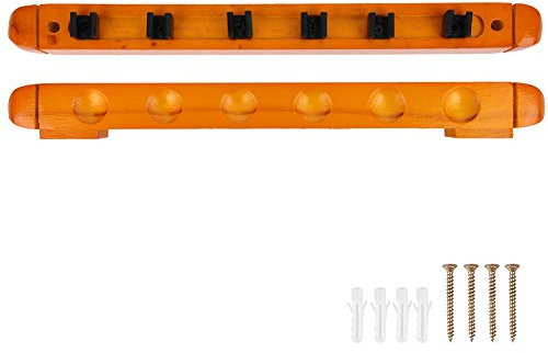 NDNCZDHC 15,4 Zoll Billard Queues Rack Holz Pool Queues Halter Wandmontage Pool Queues Rack 6 Löcher Queues Stick Halter Pool Queues Zubehör