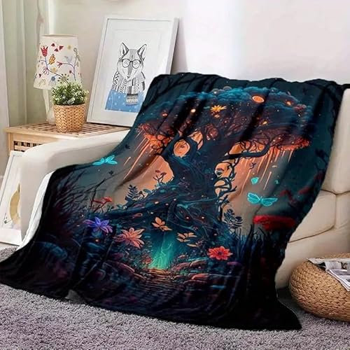 YZQGLHP Kuscheldecke 150x200 Baum des Lebens Kuscheldecken Falten Beständig Weich Flanell Flauschige Decke für Fernsehen, Auf Dem Sofa/Bett Faulenzen