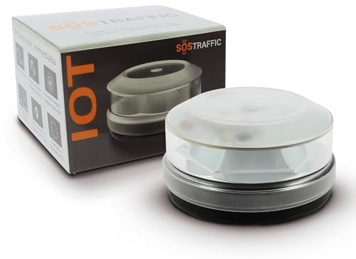 S SUMEX Luz de Emergencia V16 con Geolocalización Homologada por la DGT Baliza V16 SIM Incorporada y Activada Clasificación IP-54 Visibilidad a más de 1 Km Base Imantada Piloto Indicador de Conexión