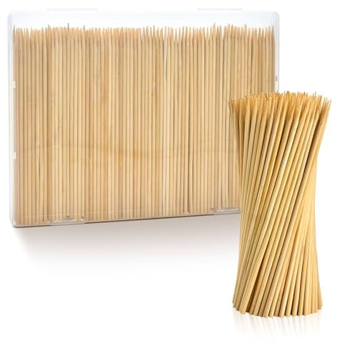 300 PCS Bamboo Skewers 6 Inch - Wooden Skewers For Appetizers, Fruit, Grilling, Kabob, BBQ - Cocktail Picks for Drinks, Dining - Small Wood Stick for Kitchen, Party, Art & Crafting