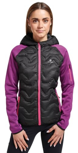 ATHL DPT. Damen gefütterte Sportjacke in sportlichem Design mit praktischer Kapuze, Hybridjacke Schwarz/Pink, Gr. M