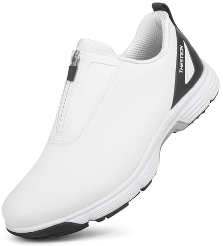 ZHENSI Zapatos De Golf Impermeables Hombre Zapatillas De Entrenamiento De Golf Profesionales Sin Clavos Zapatillas para Caminar con Cremallera Zapatillas Ligeras Antideslizantes