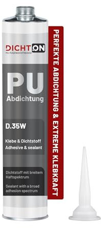 PU Fugendichtmasse 300g in grau, lösemittelfrei, hohe Klebkraft, hochflexibel, schnell aushärtend für vertikalen und horizontalen Einsatz sowie Dehnungsfugen - Fugenabdichtung © DICHTON D.35W