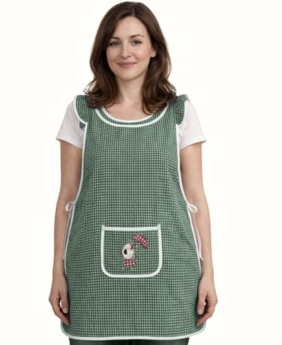SONIT - Grembiule Cucina Verde per Proteggersi da Macchie e Schizzi - Grembiule Cucina Donna Spallacci Regolabili e Tasca Frontale - Grembiale Lavabile in Lavatrice