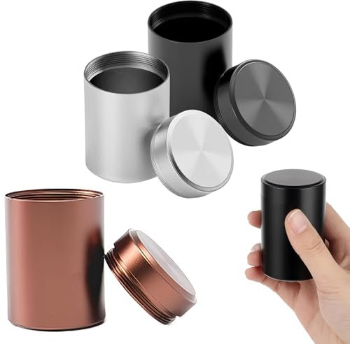 QhgPnt 3 Pcs Smell Proof Container, Color Titanium Aluminum Alloy Round Tea Tins, Mini Portable Sealed Jar for Coffee Tea Candy Storage, Vacuum Container For Coffee, Sugar, Biscuits, Spices, 60 Ml*3 ﻿