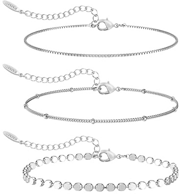 RMMD Armband Damen - 3 Stück Armband Silber Gold Damen Armbänder Mädchen Schmuck Gold Silber Armbänder Goldschmuck Set Wasserfester Schmuck Geschenke für Frauen Mädchen